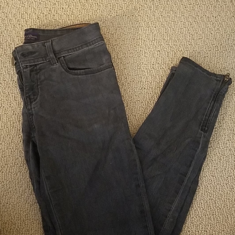 Dark Gray Zip Up Ankle Jeans